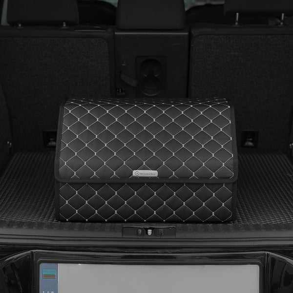 Органайзер у багажник авто з екошкіри “Чорний ромб з сірою ниткою”