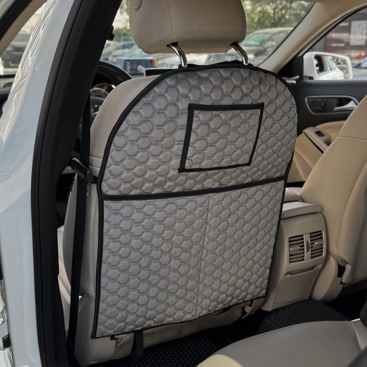 Накидки з алькантари преміум “Темно-сіра сота”